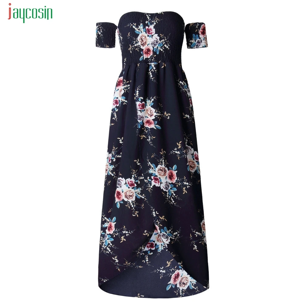 Jaycosin женские большие размеры Boho с открытыми плечами макси платья без бретелек