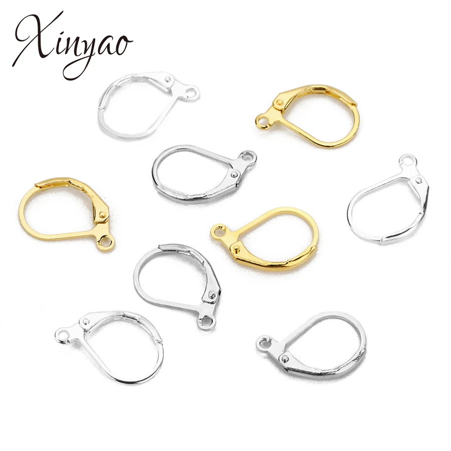 XINYAO 25pair/lot Rhodium/Gold Color Earring Clasps Hooks 10.5*15.5mm