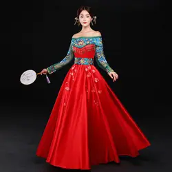 Традиционное китайское платье Для женщин красные свадебные Qipao платья на одно плечо Oriental вечерние Горячая Cheongsam Sobretudo Feminino
