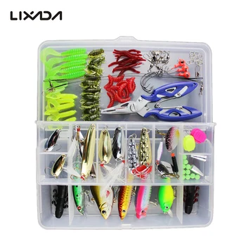 

Lixada Fishing Lures Tackle Accessories Kit Set Mixed Hard Soft Baits Popper Floating Fishing Lures Hooks Storage Box