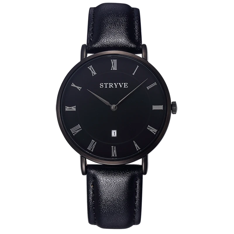 

Simple Ultra-thin Watersproof Quartz Wrist Watch High Quality Leather Apan Movement Reloj Watch Calendar 7mm Thick Best Gifts
