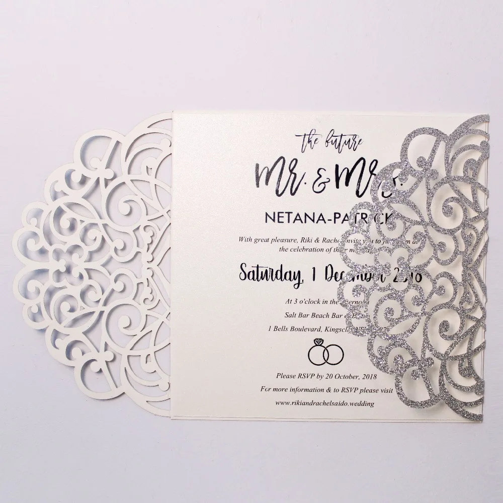 Luxury Invitation Card With White Ribbon Bow
