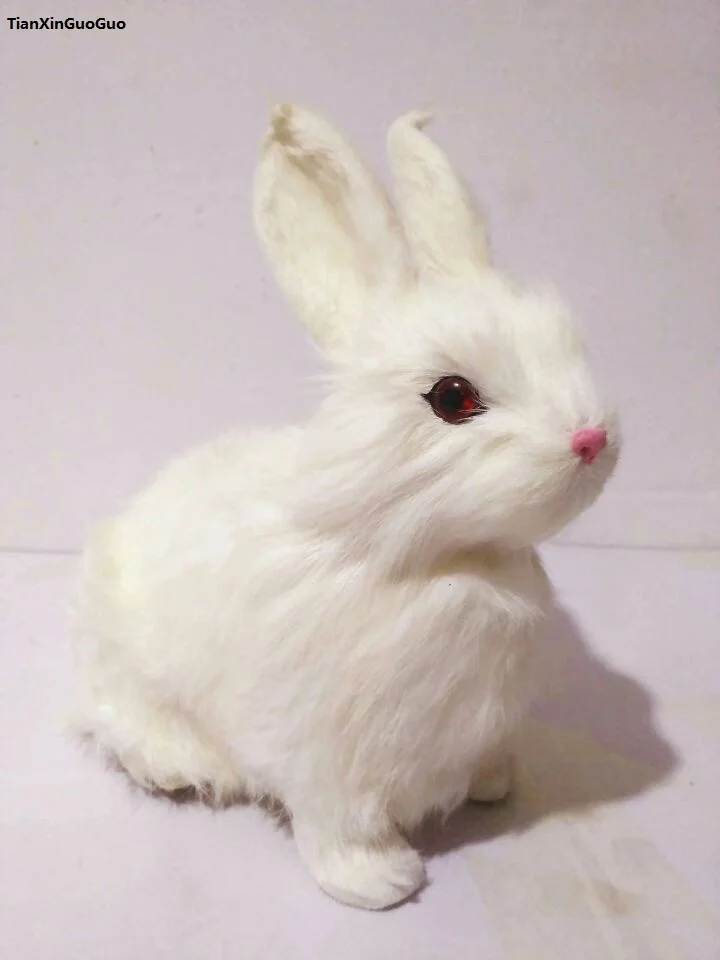 simulation squatting rabbit hard model prop about 18x15cm white home decoration toy gift s1520 | Игрушки и хобби