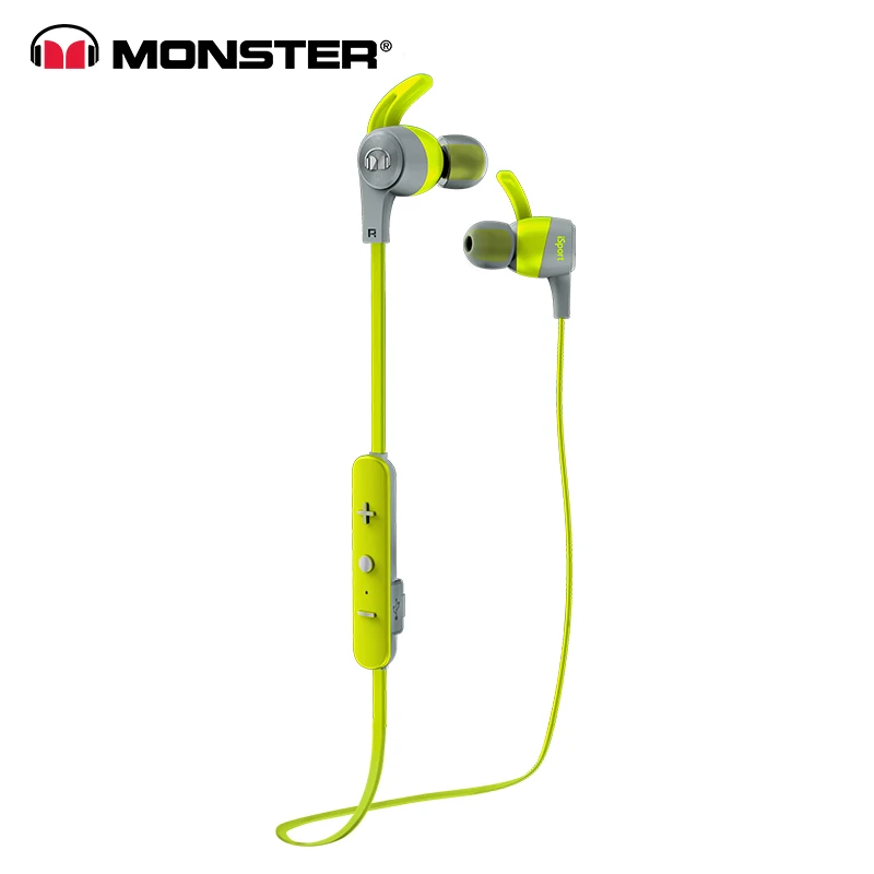 Оригинальные беспроводные наушники-вкладыши Monster iSport с микрофоном для бега с защитой от пота, шумоподавлением, bluetooth-наушники