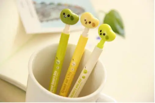 25pcs beans press the ballpoint pen lovely Creative stationery 15cm long free shipping creative lovely translucent classification memo pad 5pcs free shipping