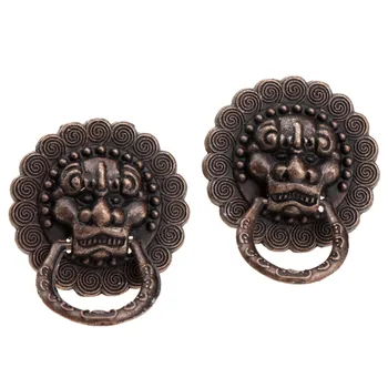 

2Pcs Antique Brass Furniture Cabinet Knobs and Handles Vintage Bronze Door Ring Knob Jewelry Wooden Box Pull Handles 24x19mm