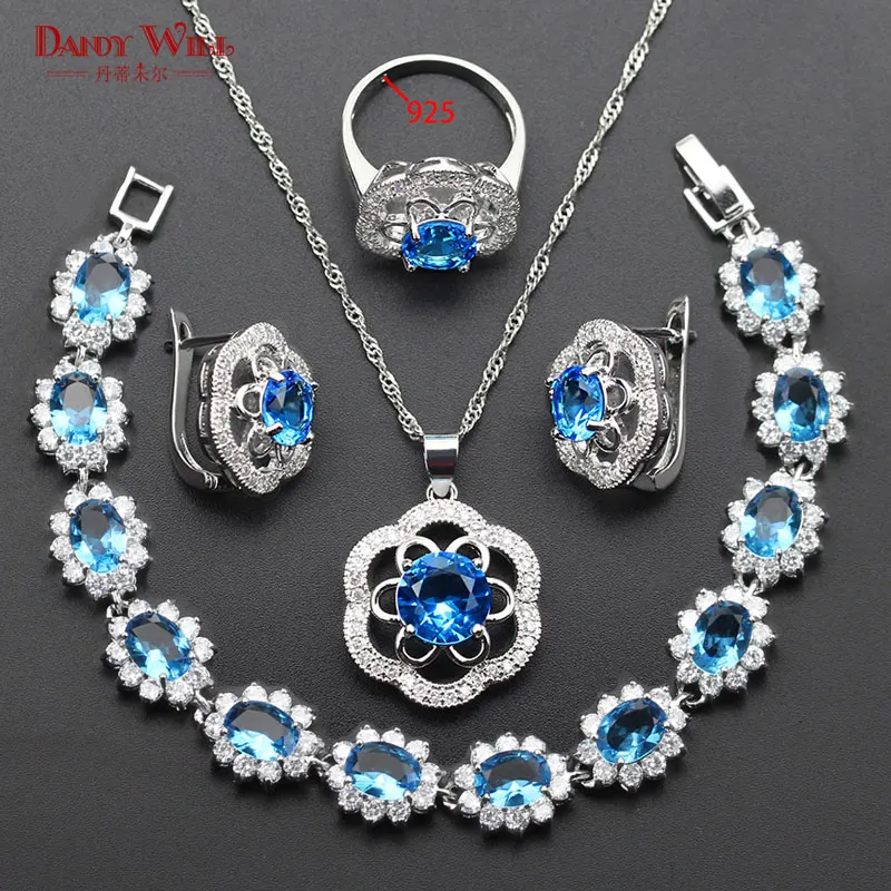 sky blue flower jewellery