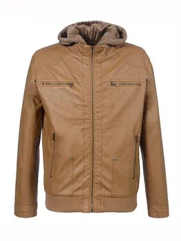 

SX JEEP PU Faux Leather Jacket Men Coats Hooded Hat Detachable Autumn Winter motocycle biker outerwear