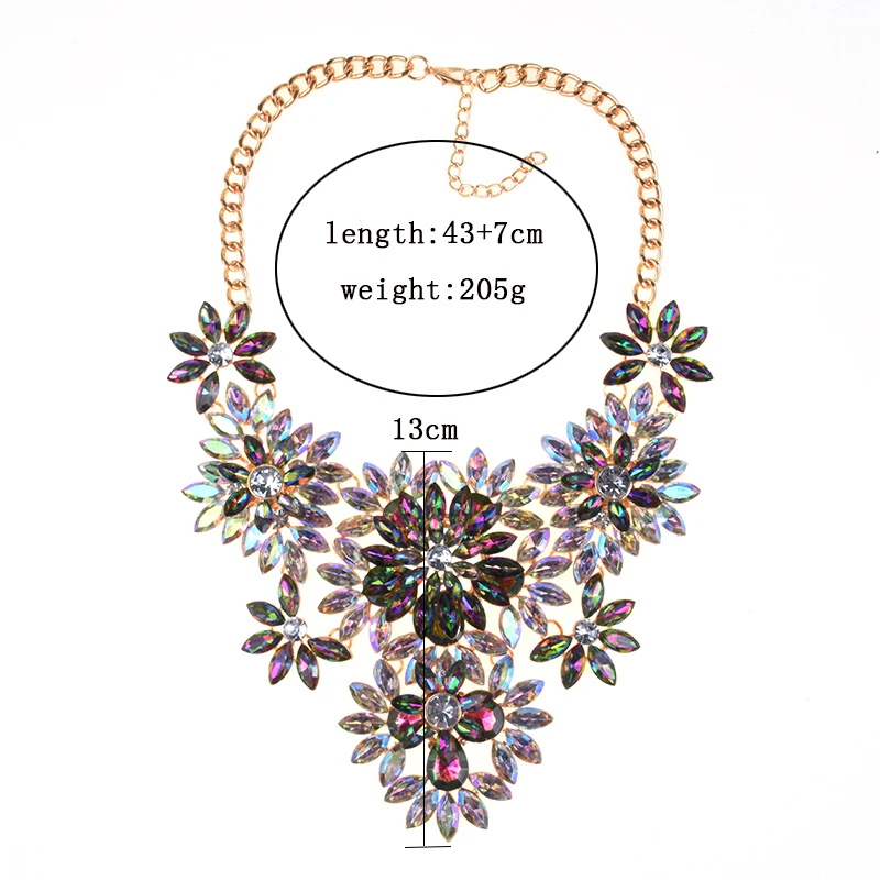 Винтажное ювелирное Макси-ожерелье дизайн модные разноцветные стразы в виде цветка эффектное ожерелье s& Подвески для женщин