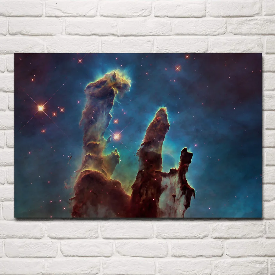 

space pillars of creation universe landscape photo nebula Living room home wall art decor wood frame fabric posters EX025