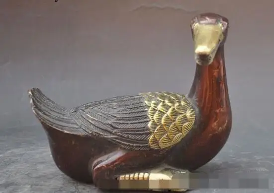 

S3713 Chinese Bronze Gilt Feng Shui Folk Duck quack-quack Quacker Winged teal Statue discount 30% (C0324)