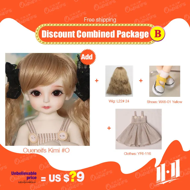 Скидка комбинированная посылка Littlefee Ante Fairyland/Kimi/Minifee Chloe 1/8 1/6 1/4 BJD SD куклы из смолы OUENEIFS - Цвет: B Combined Package