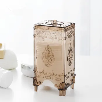 

PS Makeup Organizer box for storing makeup cotton powder puff European Transparent makeup storage table Organizer with a lid