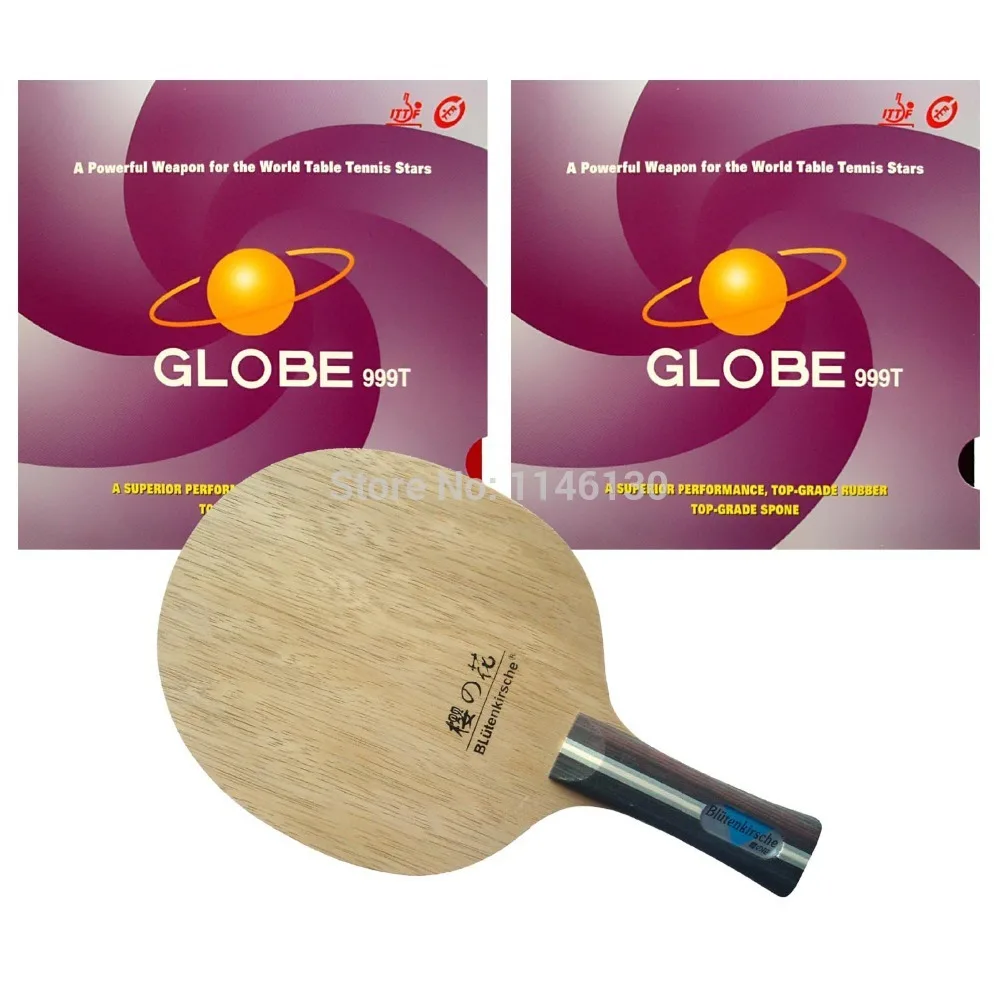 

Pro Table Tennis PingPong Combo Racket Kokutaku Blutenkirsche B-Carbon with 2Pieces Globe 999T Long Shakehand FL