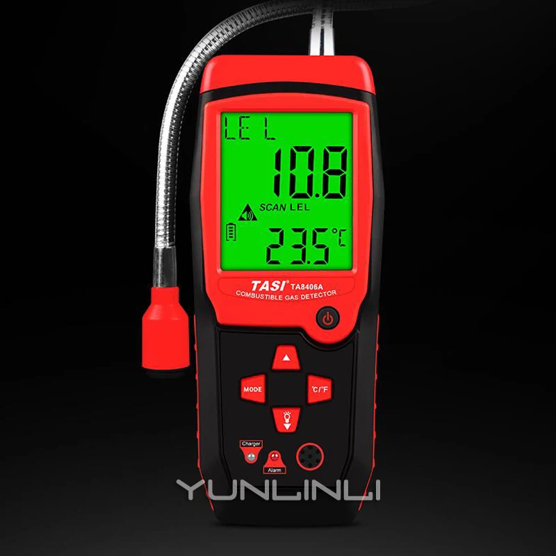 

Electrical Gas Analyzer Combustible Gas Detector Port Flammable Natural Gas Leak Detector Tester Sound Light Alarm System TA8406