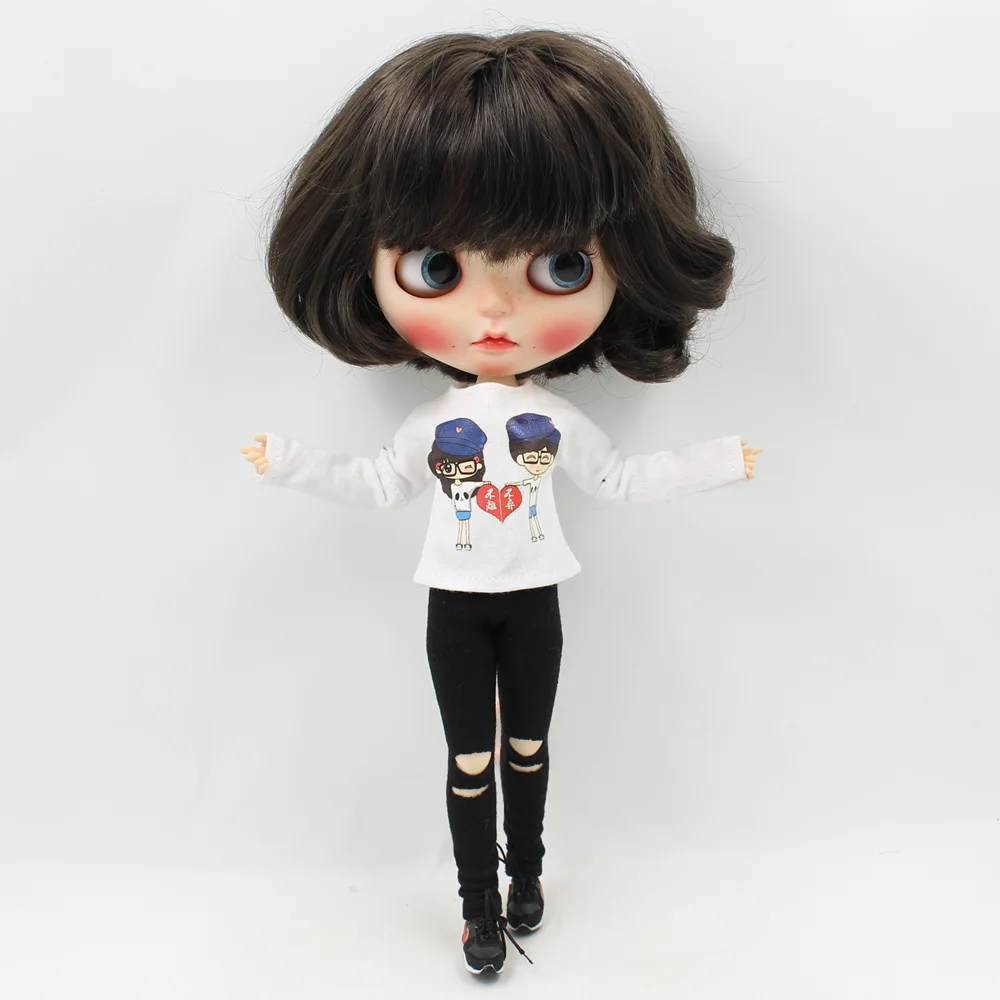 Blyth 1/6 Одежда для кукол, рваные джинсы, белая рубашка, наряд ICY Licca Body Neo