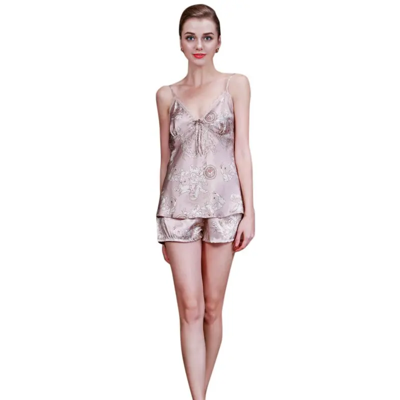 New Fashion 2018 Sexy Summer Women's Pajamas Set Satin