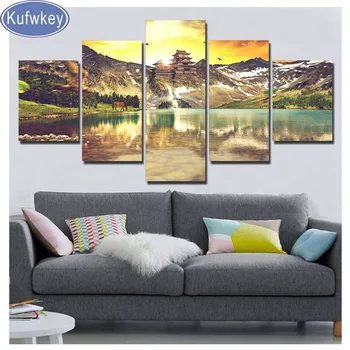 

Full Square/Round Drill 5D DIY"lake/horse"Diamond Painting"mountain" 3D Embroidery Cross Stitch Mosaic diamond picture 3d decor