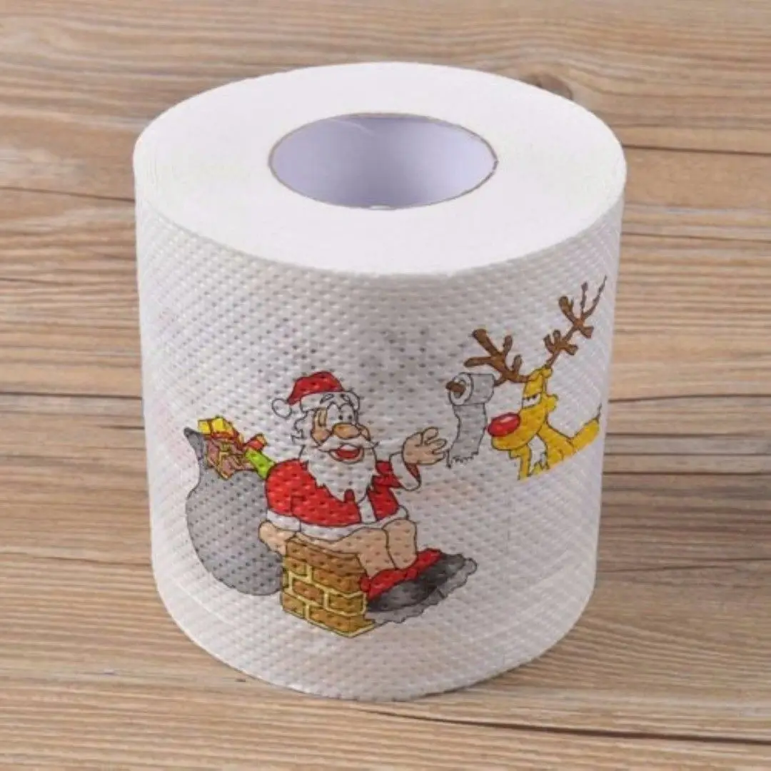 1 рулон туалетной бумаги с принтом Санта Клауса надписью &quotMerry Christmas&quot