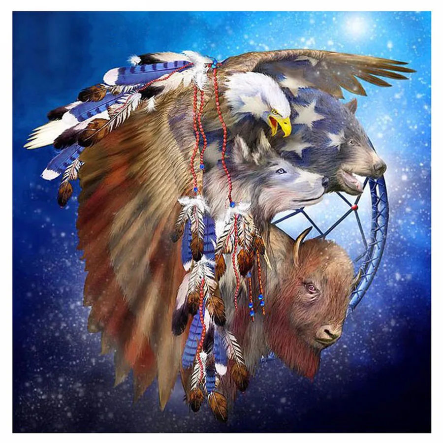 

5D DIY Diamond Painting Eagle Full Square Diamond Embroidery Cross Stitch Eagle &Wolf &Cattle Animal Needlework Home Decorative