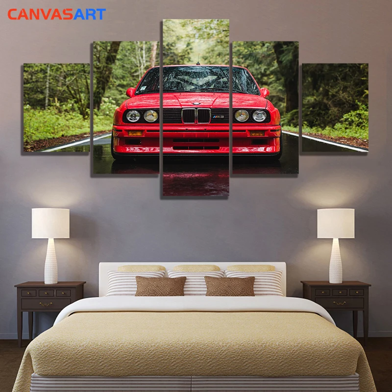 

Canvas Art 5 Piece HD Pictures BMW Classic E30 Wall Art Canvas Paintings for Home Decor Poster Wall Pictures for Living Room