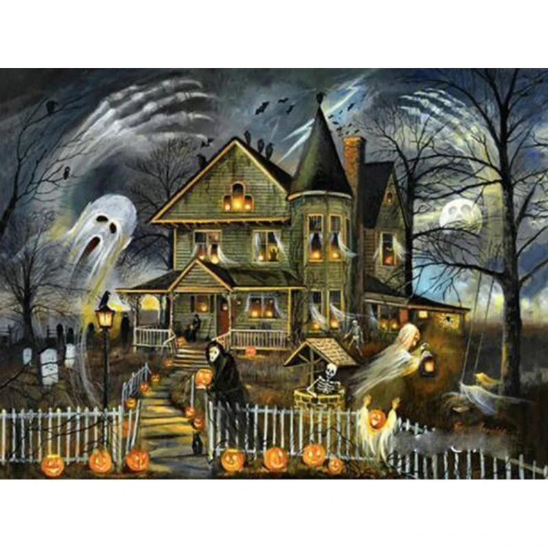 HUACAN-Diamond-Mosaic-Castle-Picture-Of-Rhinestone-Full-Square-Drill-5D-DIY-Diamond-Painting-Cartoon-Halloween