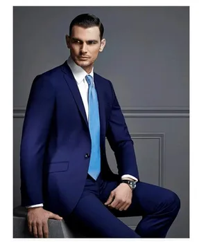 

(Jacket+Pants+Tie) 2017 Custom Made Dark Blue Men's Wedding Suit Groomsmen Party Tuxedos Men's Normal Day Wear Work Suits