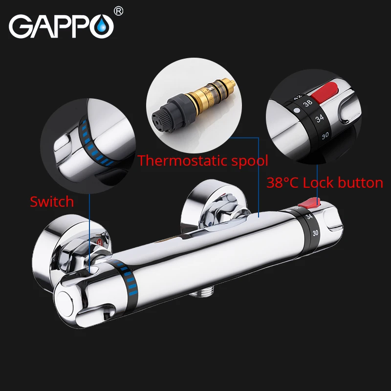Billige GAPPO Thermostat Bad Dusche Control Ventil Unten Wasserhahn Wand Montiert Warmen Und Kalten Messing Bad Mischer Badewanne Tap