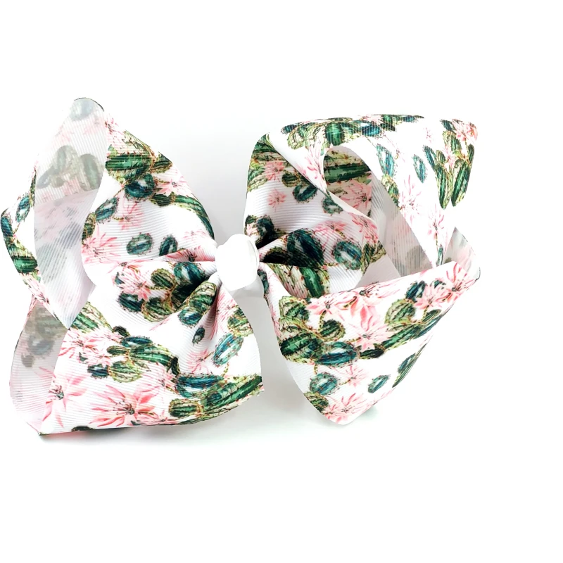 

Extra Large Cactus Printing ribbon Hair Accessory for Girls made by 75mm Grosgrain Ribbon