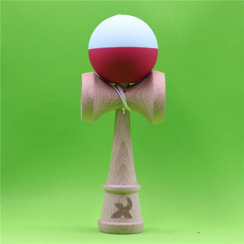 Резиновые полуспилок Kendama, 4 цвета на выбор, с прядильной бусинкой, большой традиционный Кен, изготовлен из бука, 18 см резиновая кендама