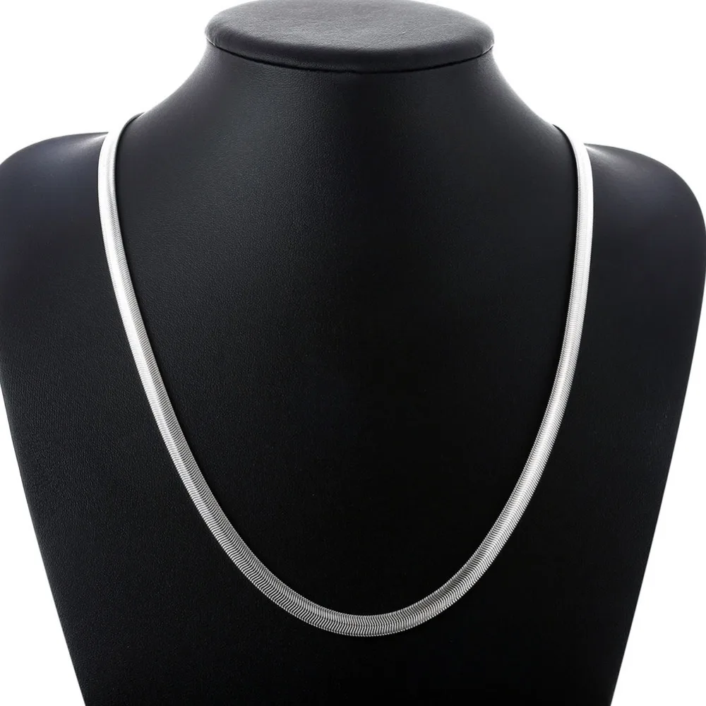 

1pcs 16-24 Inch Fashion Charm 925 Sterling Silver Smooth Necklace Chain Jewelry Fit For Man Woman 6M Soft Snake Simple Necklace