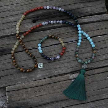 

100% 8mm 7 Chakras Natural Stone Beads, JapaMala Sets,Spiritual Jewelry,Meditation Beads, Inspirational Necklace, 108 Mala Beads