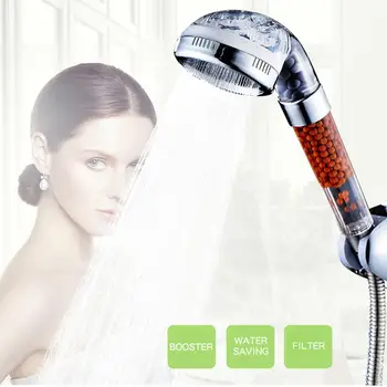 

Bath Shower Head Adjustable 3 Mode High Pressure Boosting Water Handheld Shower Head With Negative Ion Activated Ceramic Balls