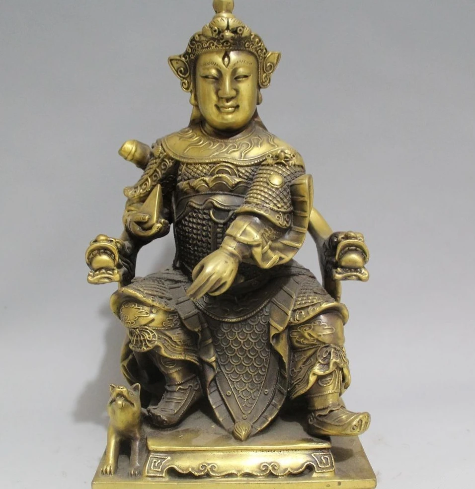 

13" Chinese Bronze Immortal Er Lang Yang Jian Er Lang Shen God General Statue