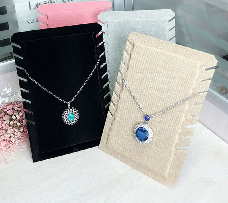 

Hot selling 4 Color Velvet Linen Necklace Jewelry Pendant Necklace Bracelet Display Holder organizer Stand Jewelry storage board