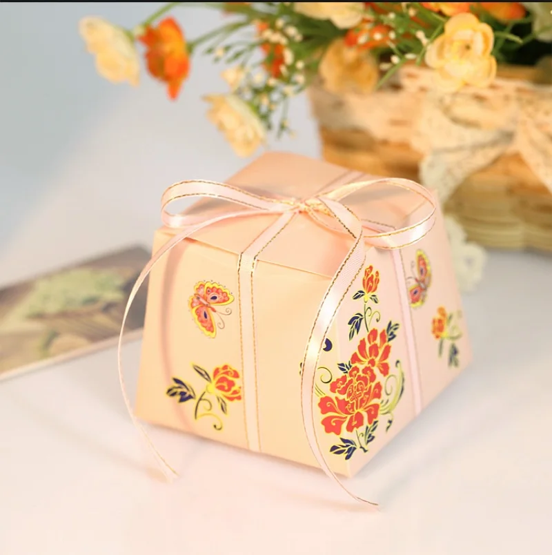 10 шт./лот большой Размеры конфеты коробка с лентой свадебные сувенирные коробки свадебные коробка для конфет Свадебные сувениры Сувениры - Цвет: Розовый