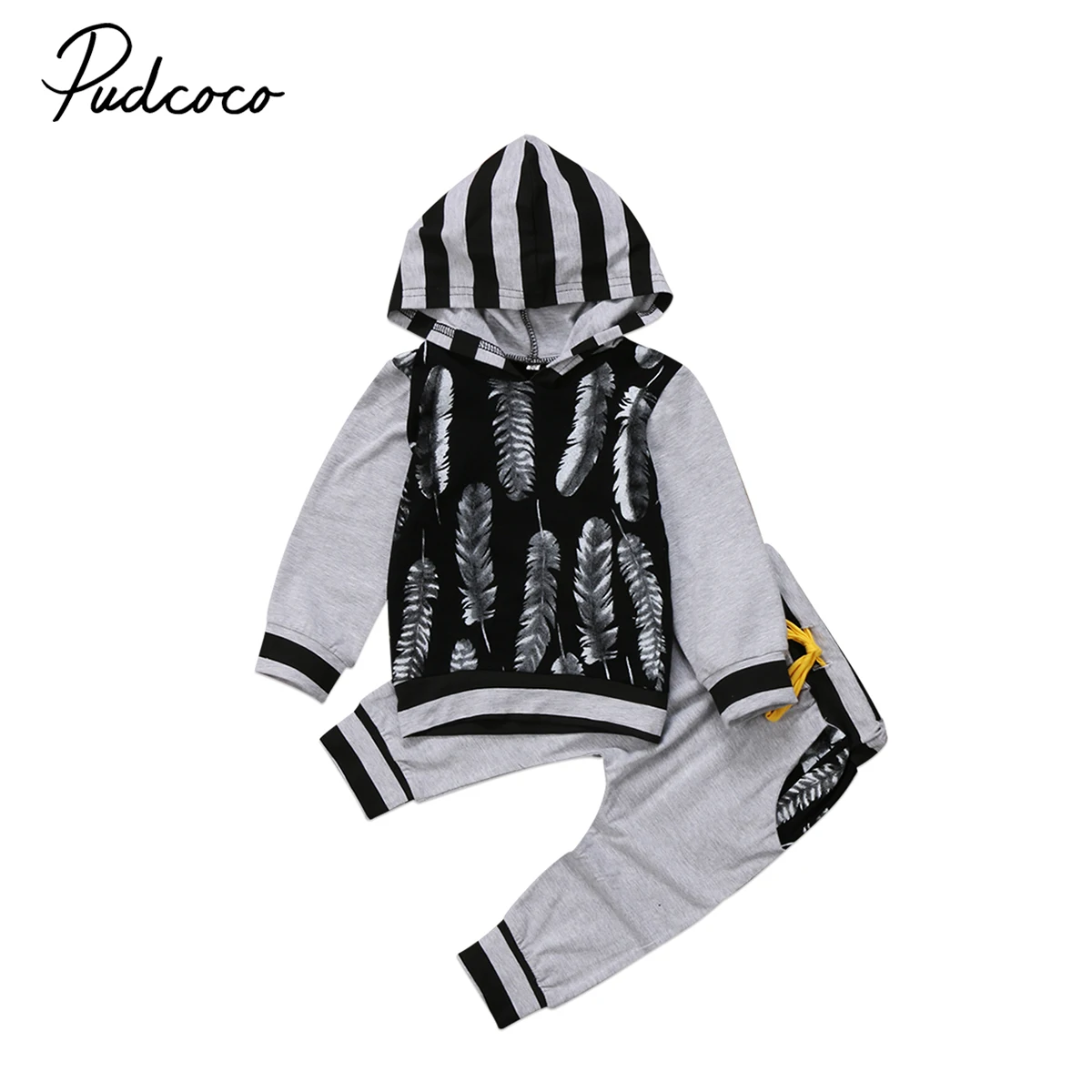 Infant Kid Baby Boy Feather Clothes set Newborn Tops Hoodies T shirt