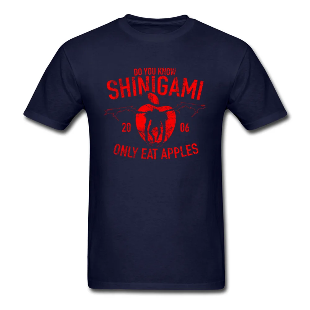 Normal Designer Funny Tops Shirt O-Neck ostern Day Pure Cotton Short Sleeve T-Shirt for Men Group Tops Shirt Free Shipping Do you know Shinigami only eat apples navy
