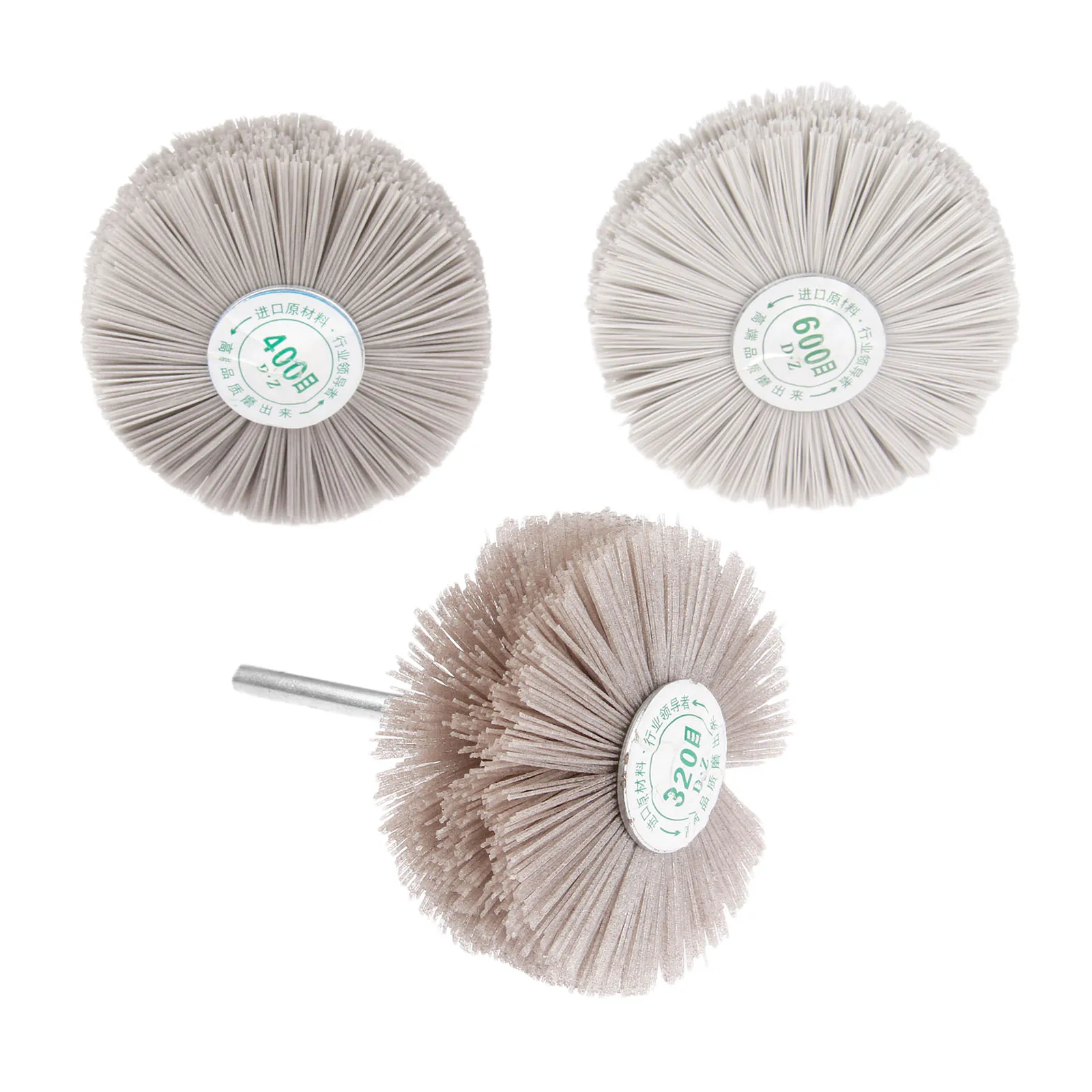 DRELD 3Pcs Dremel Accessories Nylon Wheel Brush Wood Metal Polishing Buffing Grinding Wheel 320# 400# 600# for Drill Rotary Tool