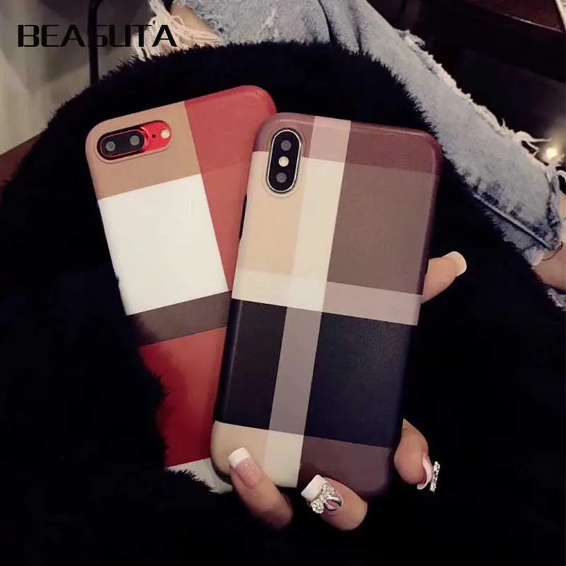 

Grid Phone Case For iPhone XS MAX case 8 7 6S 6 Plus Lattice Cute Fashion Soft TPU IMD Back Cover Cases For iPhone X XS XR case
