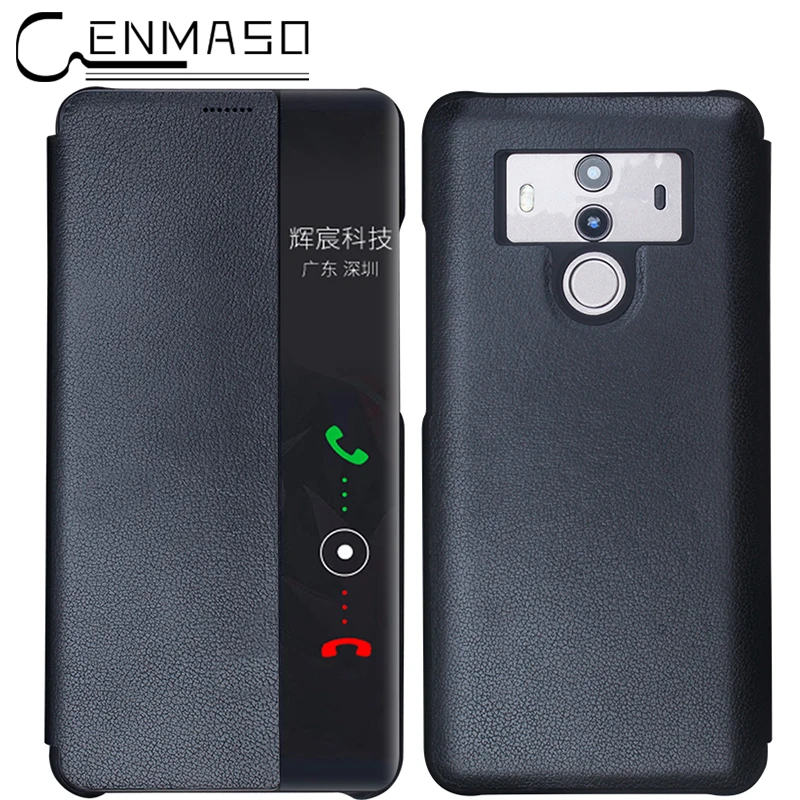 

Mate 10 case for Huawei Mate 10 pro case Genuine leather smart view window flip cover vintage luxury wake up / sleeping funda