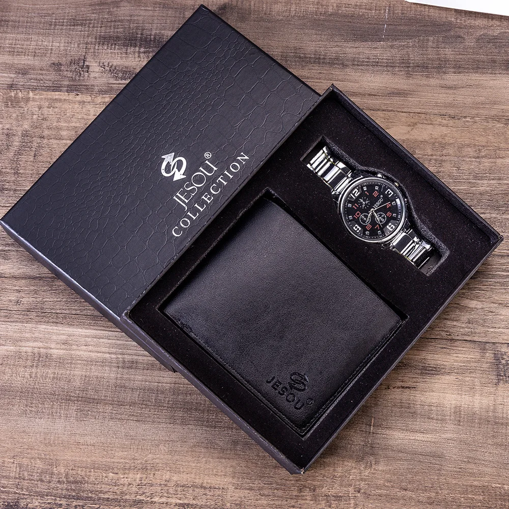

Men's Gift Set Fine Packaging Watch + Wallet Set Heat Sell Creative Combination Set Men Watch