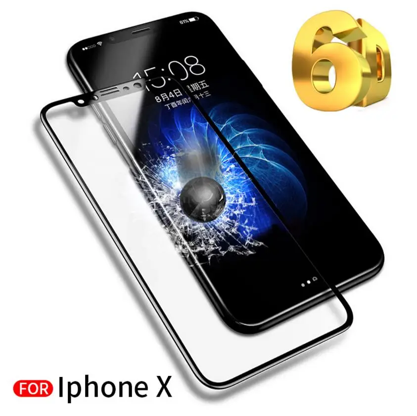 WLMLBU 6D изогнутый край Премиум для Apple iPhone X 10 стекло закаленное Полное покрытие 8 7 6