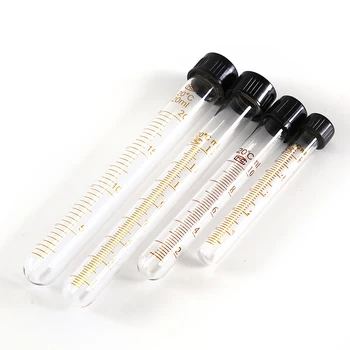 

New 5ml 10ml 15ml 20ml Scale Line Glass Test Tube Round Bottom With Screw Cap For Chemistry Laboratory