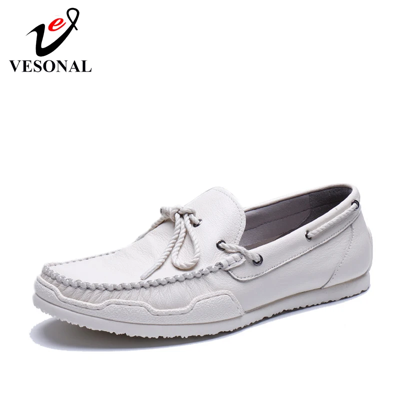 

VESONAL Summer Genuine Leather Slip-On Men Shoes Loafers Comfortable Vintage Male Moccasins Flats Casual Driver Footwear Driving