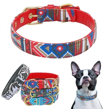 

PU Leather Dog Collar Printed Pet Puppy Dog Collars Adjustable For Medium Large Dogs Beagle Collier Chien Petshop S M L