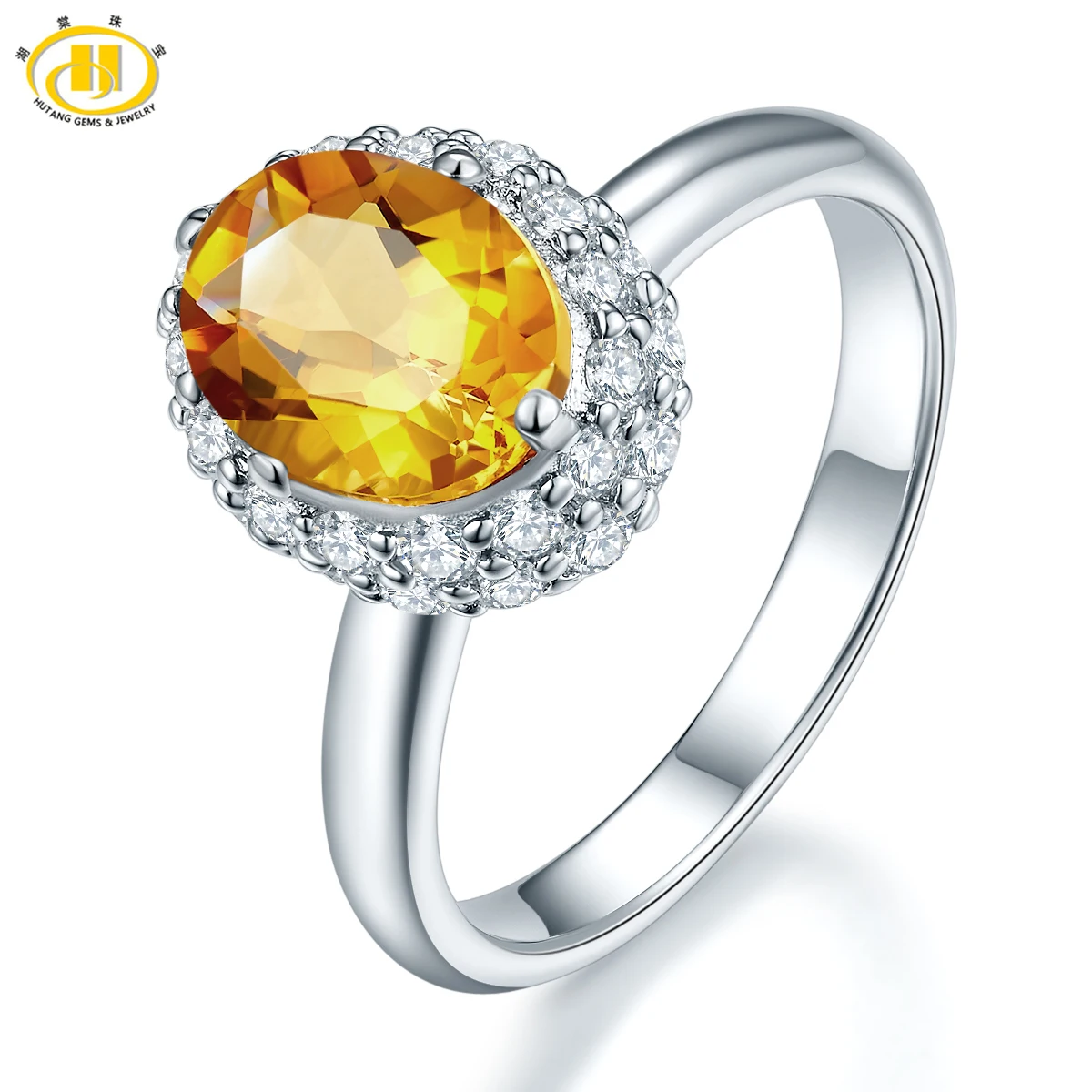 

Hutang New Arrival 1.66ct Natural Citrine Ring Gemstone Solid 925 Sterling Silver Jewelry Wedding Rings for Women Gift