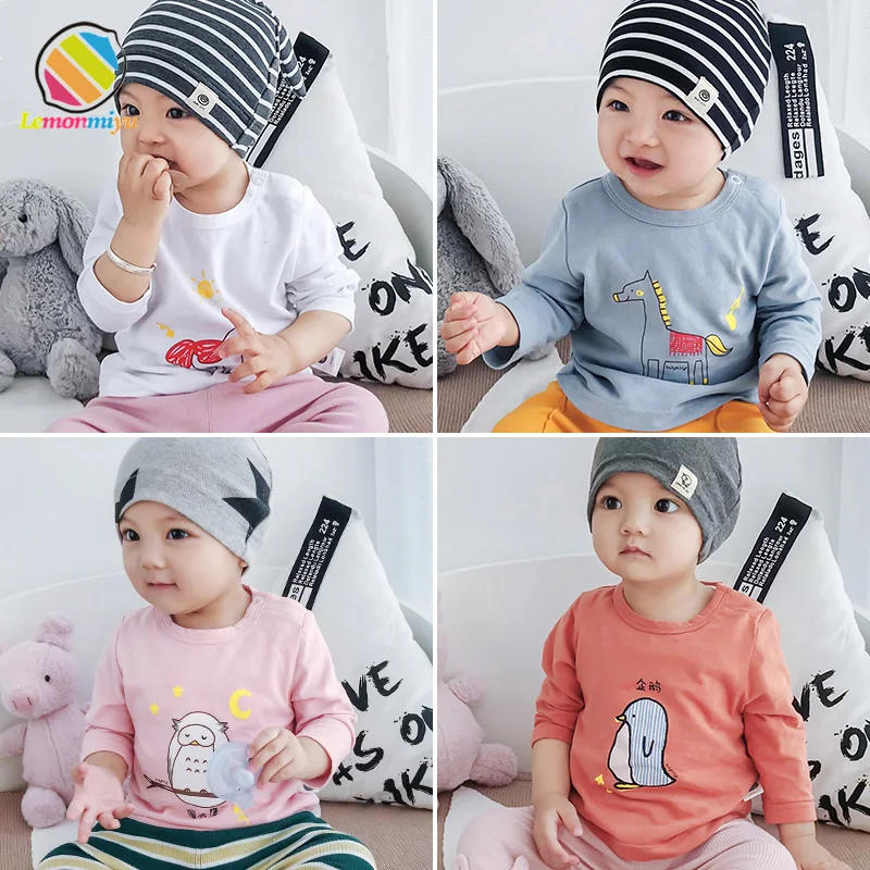 

Lemonmiyu Baby Girl Cotton T-shirts Long Sleeves O-neck Children's Clothing Cartoon Cute Toddler Baby Girl Tops Spring T-shirts