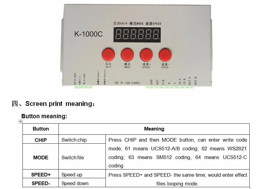 Быстрая доставка 3 шт. K-1000C T-1000S обновленная версия LED пикселей SD Card контроллер 2048 пикселей контролируется; выходной сигнал SPI;