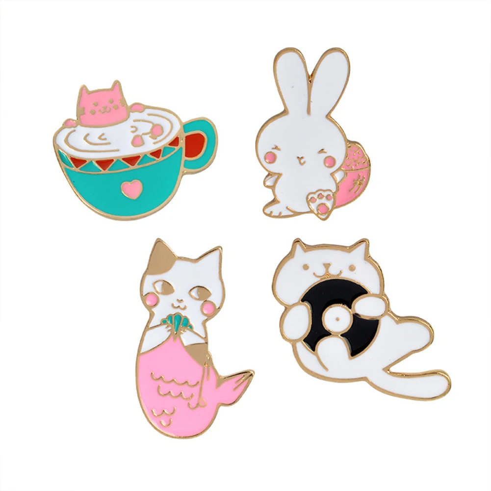 

Cute Rabbit Cat Metal Enamel Brooch Pin Badge Jeans Clothes Bags Decoration